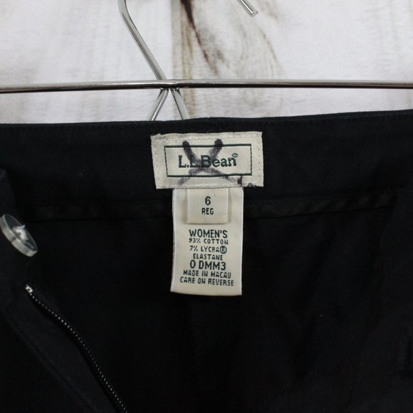 LL Bean Black Cotton Blend Regular Fit Cropped Dress Pants Size 6 Reg - Picture 8 of 9